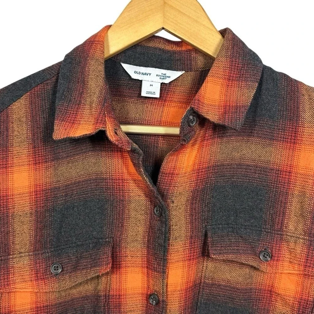 Old Navy Womens The Boyfriend Flannel Shirt Size‎ M ASO Swiftie Evermore Country